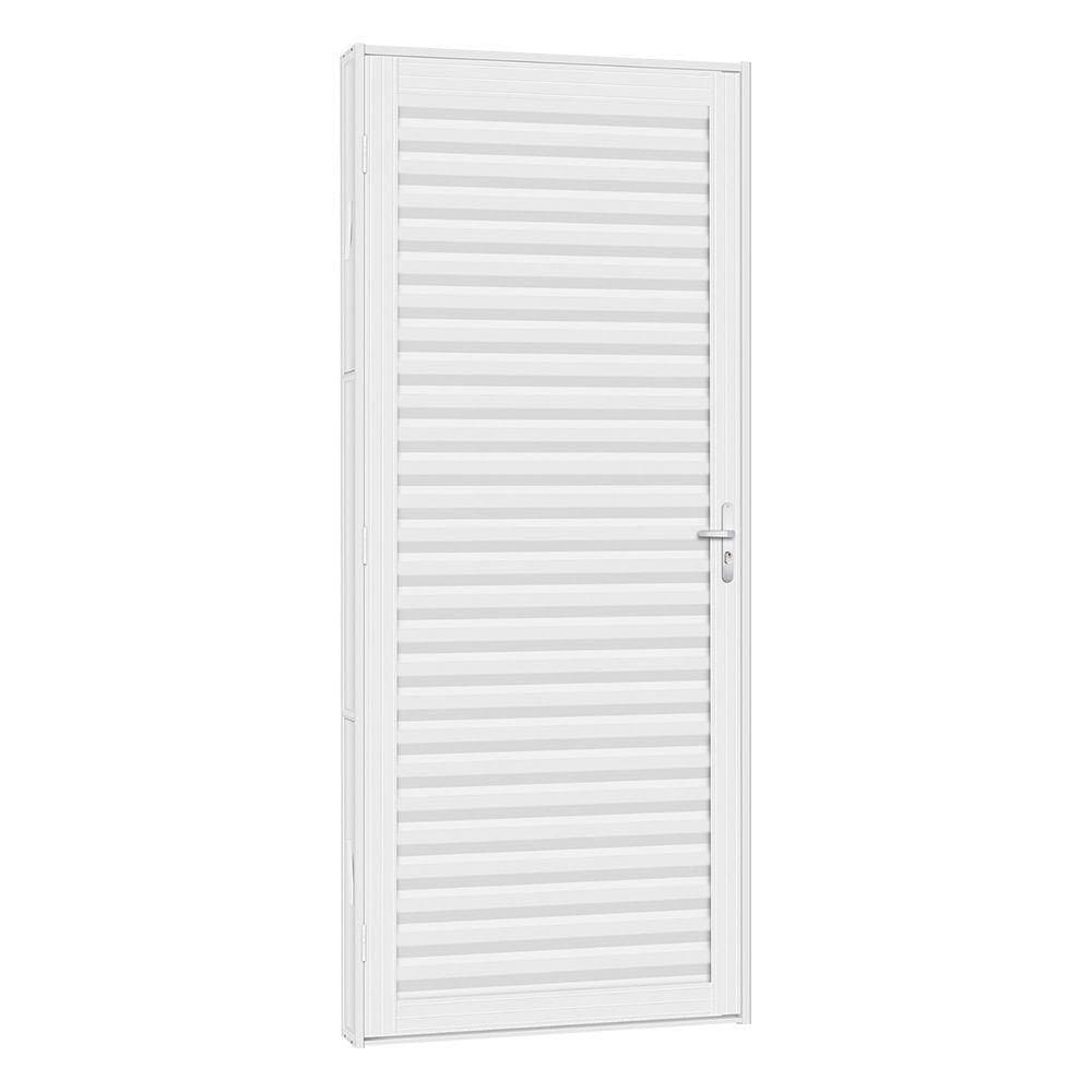 Porta De Aço Laminada Light 81x215 R50 Abertura Esquerda Branco - Branco