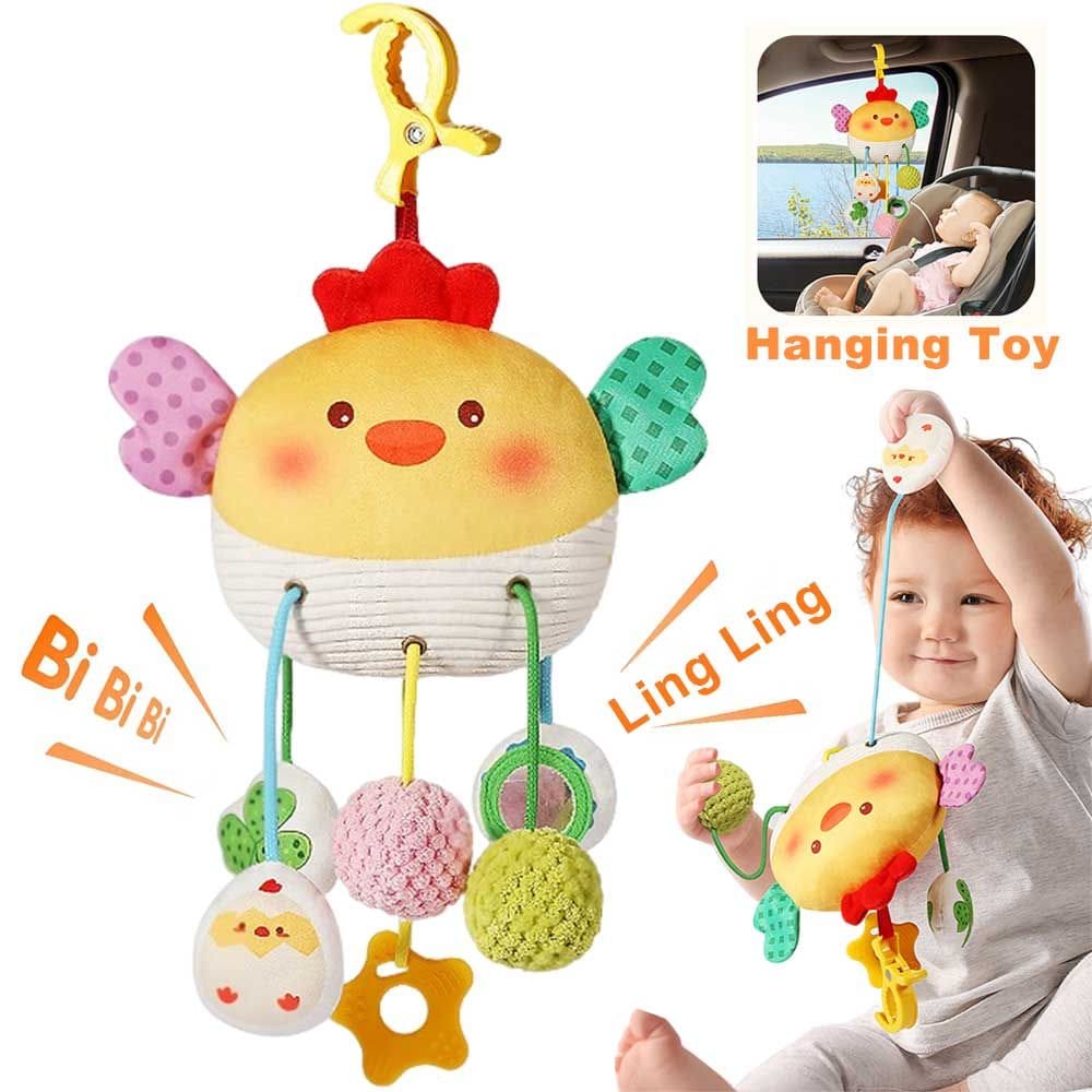 Brinquedo suspenso de carrinho de pelúcia sensorial para animais EDUVANKU Chicken