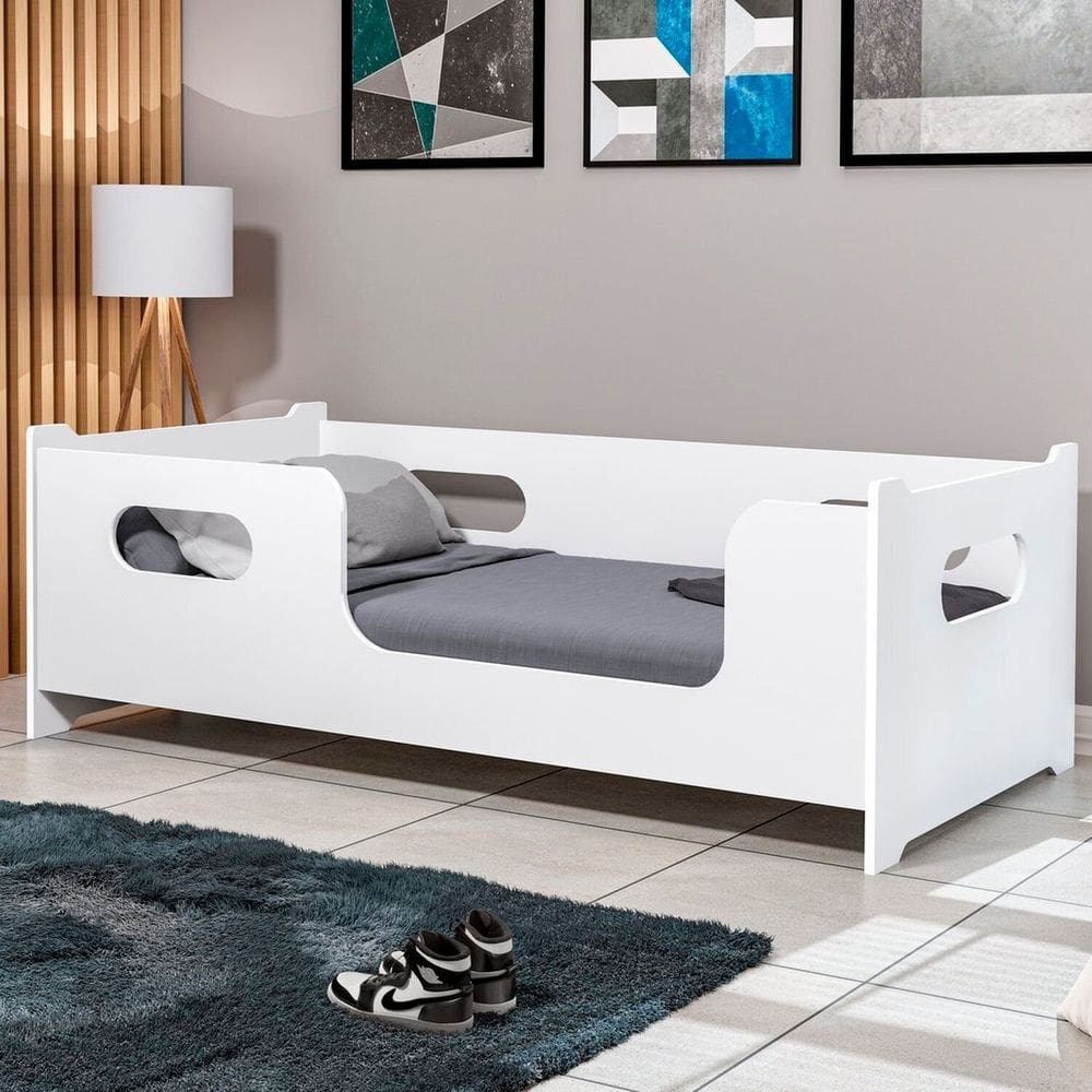 Cama Infantil Montessoriana Solteiro Luiza Branco