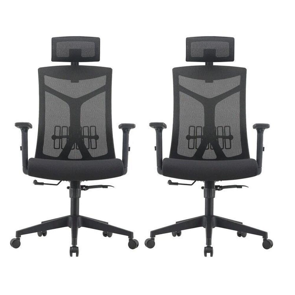 Kit 2 Cadeiras Escritório Presidente NR17 Office Lugano Preto Preto