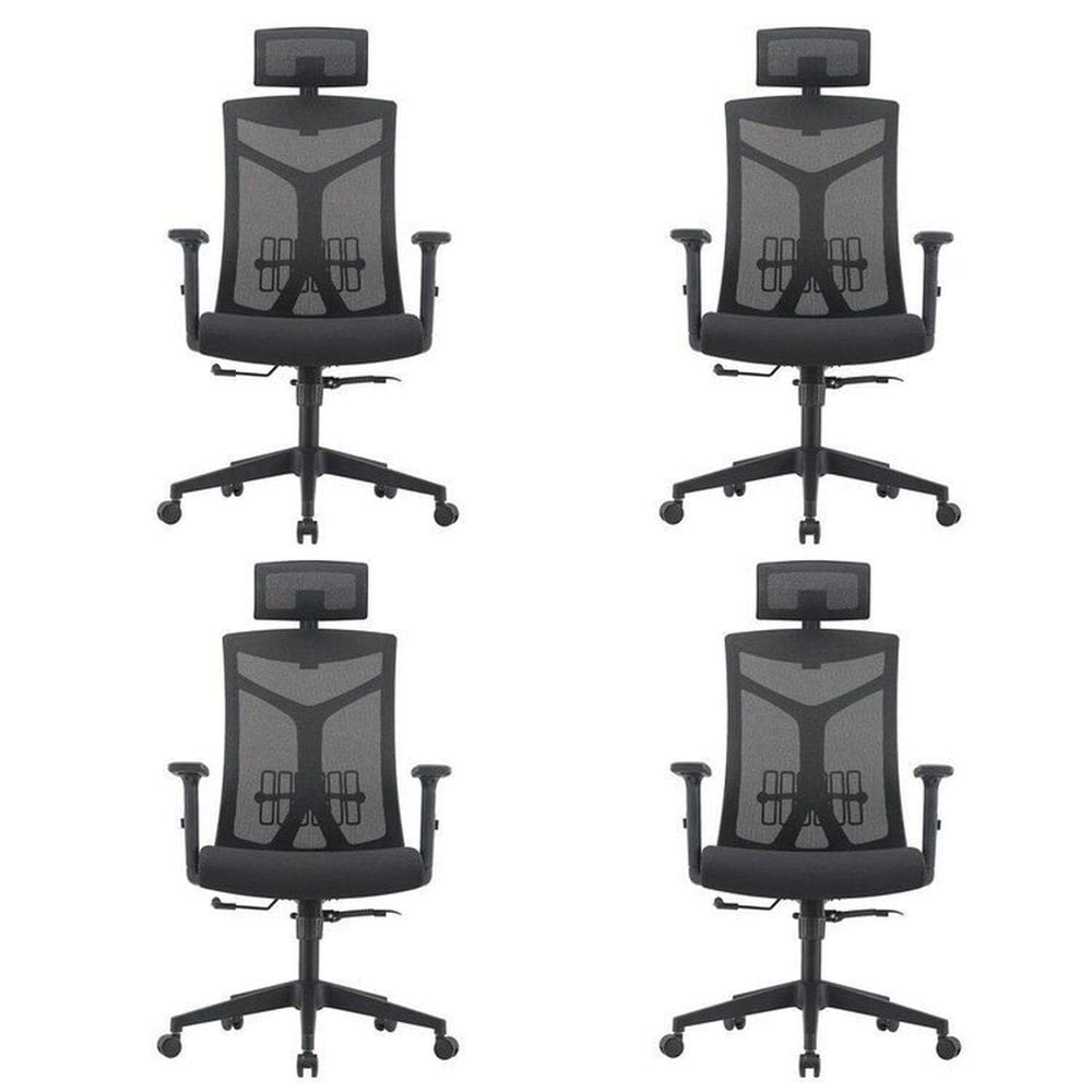 Kit 4 Cadeiras Escritório Presidente Nr17 Office Lugano Preto Preto