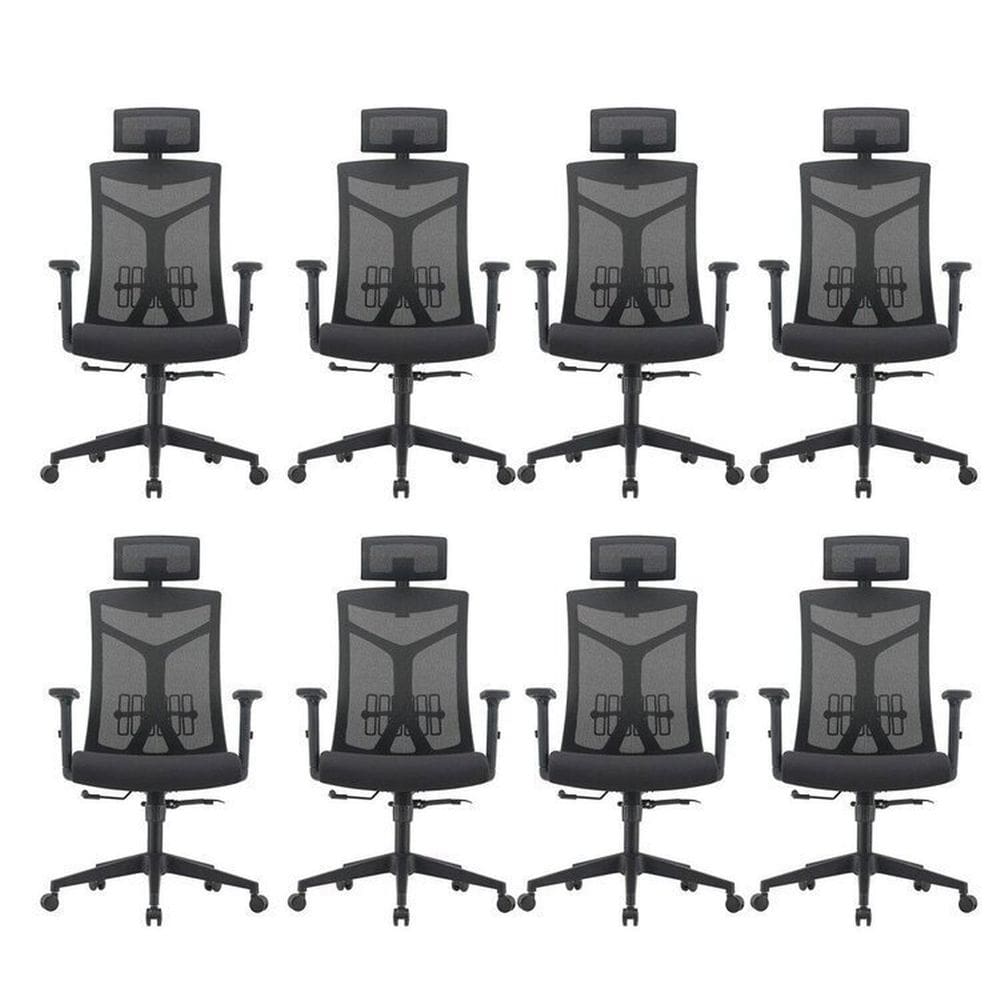 Kit 8 Cadeiras Escritório Presidente Nr17 Office Lugano Preto Preto