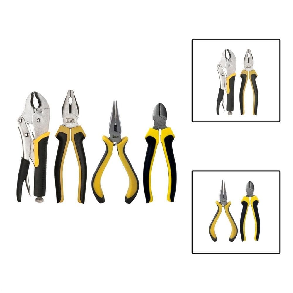 Kit 4 Alicates Pressão Universal Meia Cana Corte Diagonal