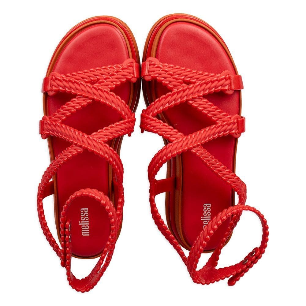 Sandália Melissa Búzios Plataforma com Tiras Trançadas Vermelho