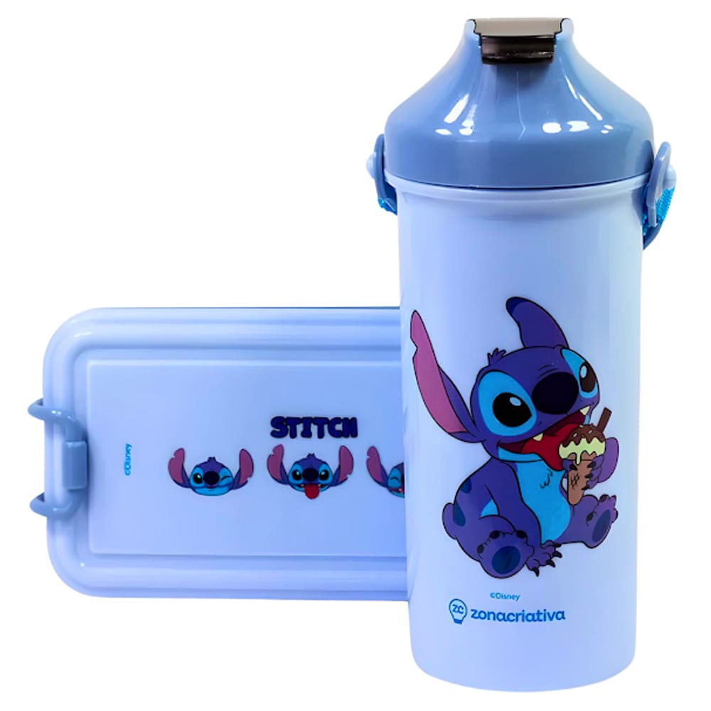 Kit Lancheira Marmita e Copo Infantil Stitch Zona Criativa