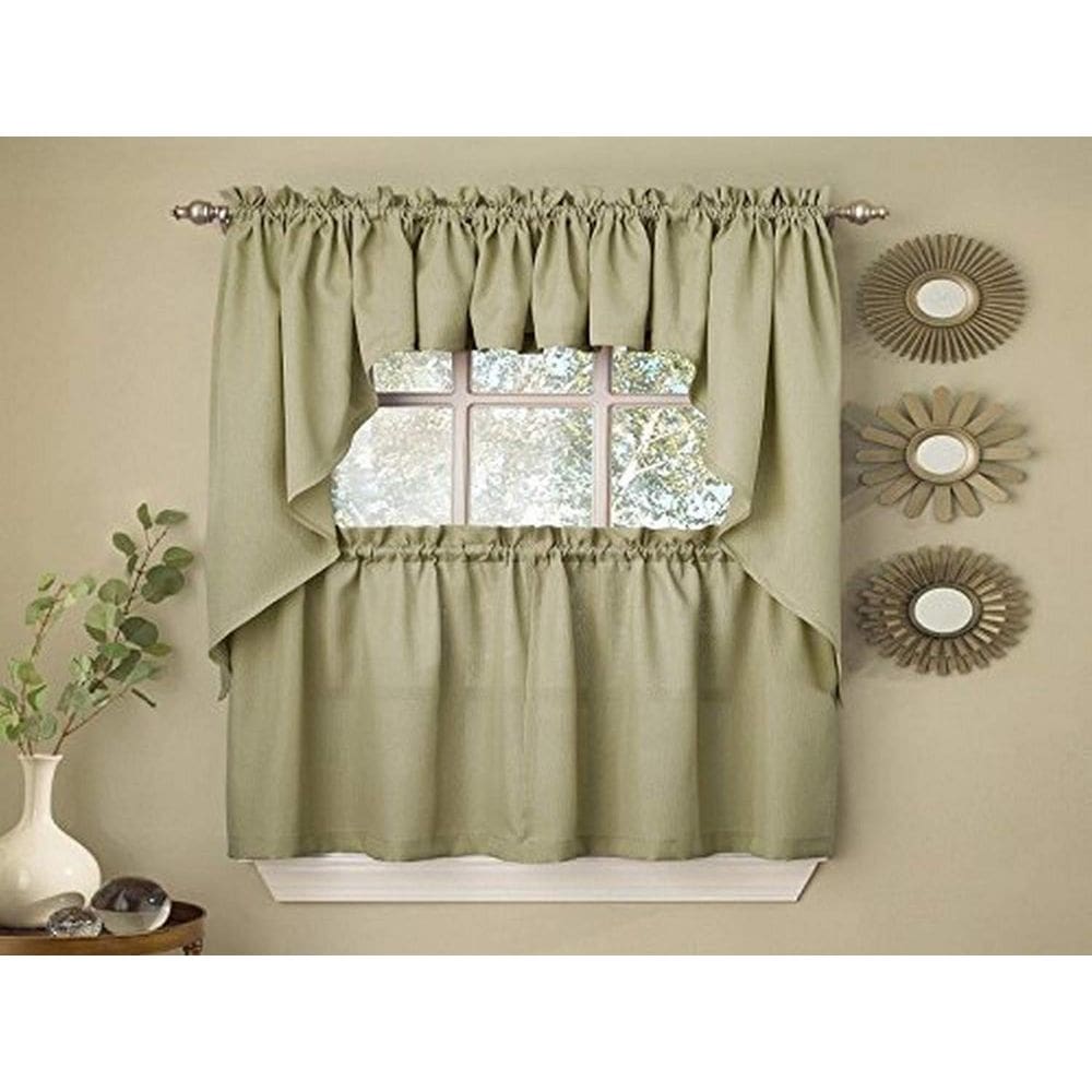 Cortinas de cozinha Sweet Home Collection Opaque Rib Cord Sage