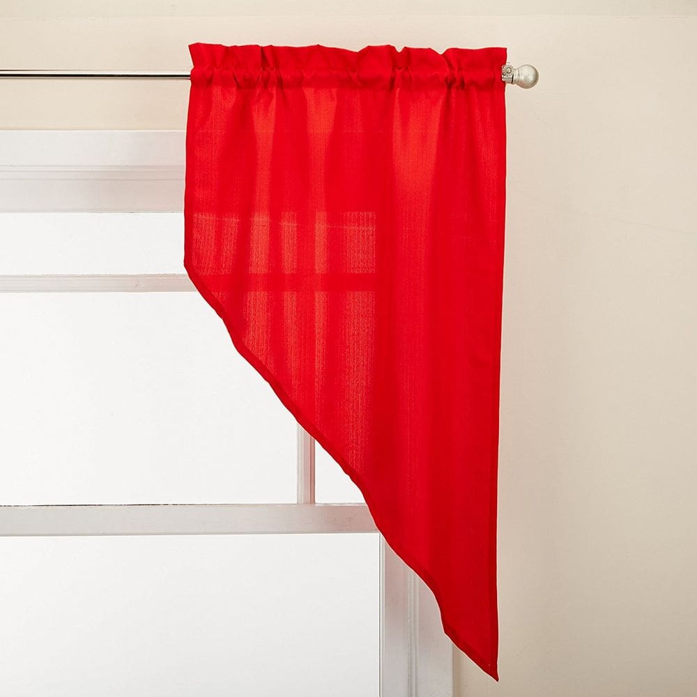 Cortina Sweet Home Collection Ribcord Red para janela de cozinha