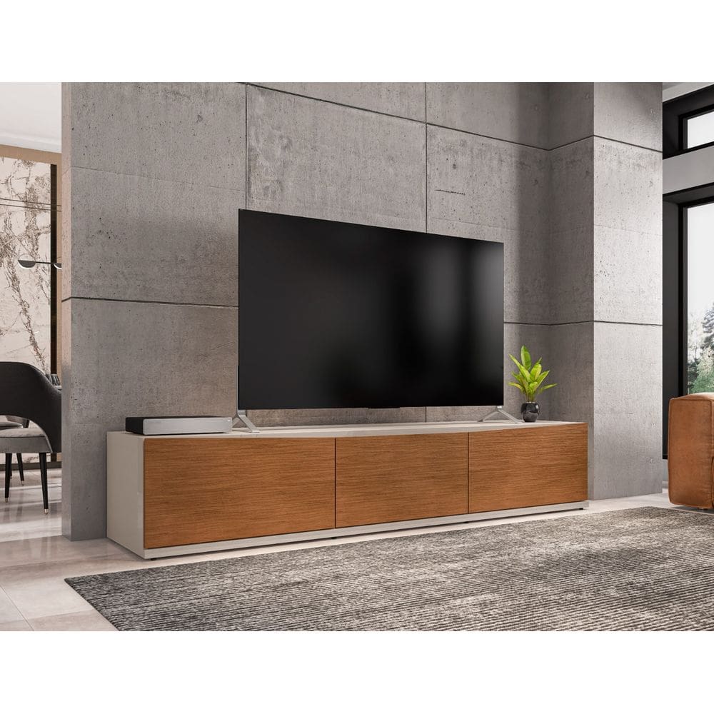 Rack Eros 180cm 2 Portas 1 Gaveta para Tv até 60 Polegadas Cedro com OffWhite - Rede Móveis