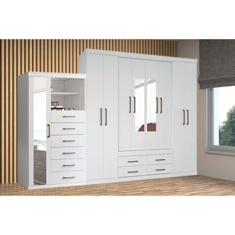 Guarda Roupa 2 Peças (1guardaroupa+1cômoda) Qc125 Branco - Santos Andirá
