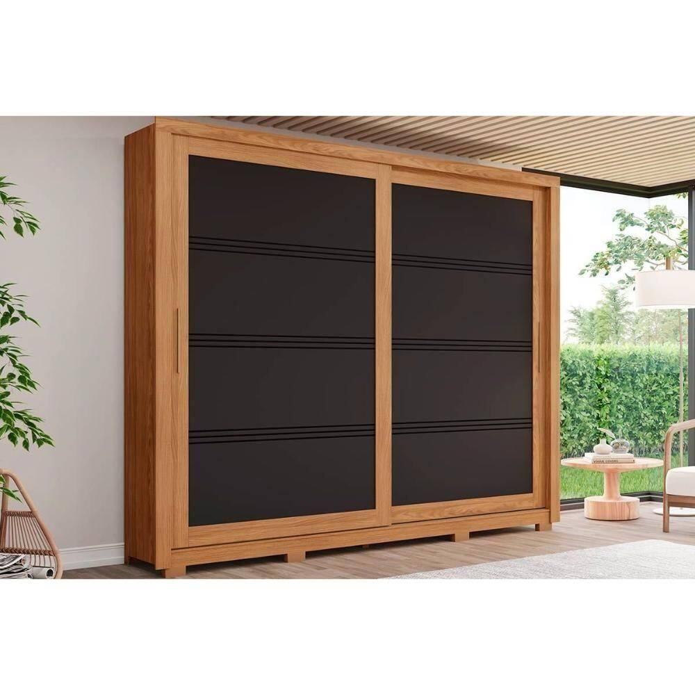 Guarda Roupa 2 Portas De Correr E 4 Gavetas C- Pés Medelín Nature-preto - Henn