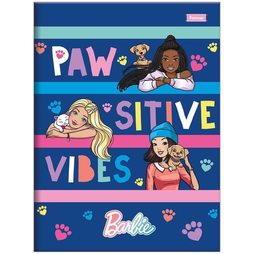 Caderno Universitário Barbie Foroni Capa Dura Brochura - 48 Folhas Azul Escuro