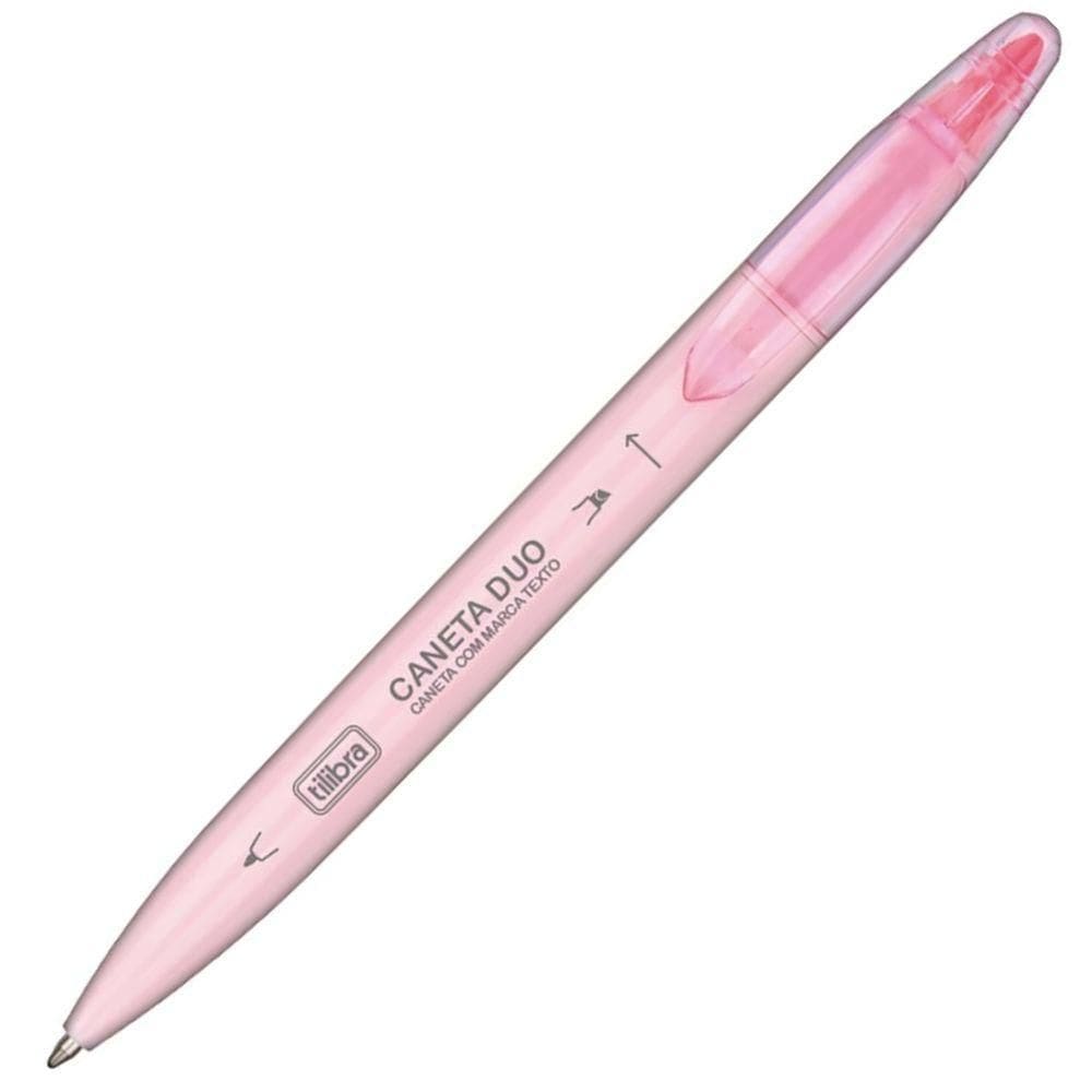 Caneta Esferográfica C- Marca-texto Tilibra - 1.0mm Rosa