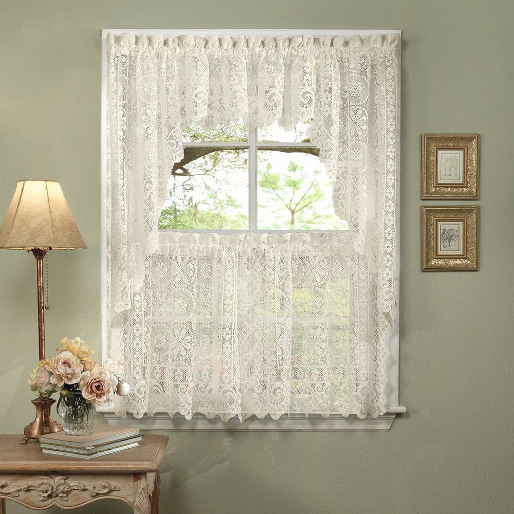 Cortina de cozinha Swag Pair Sweet Home Hopewell Cream