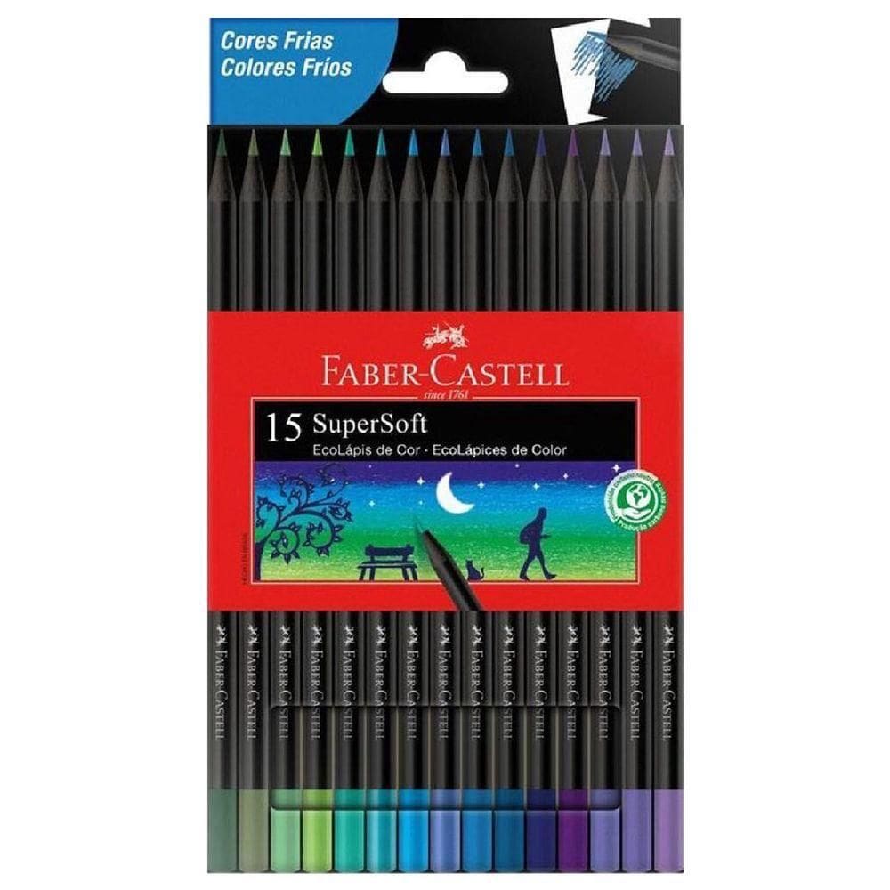 Lápis De Cor Faber Castell Supersoft Cores Frias 15 Cores