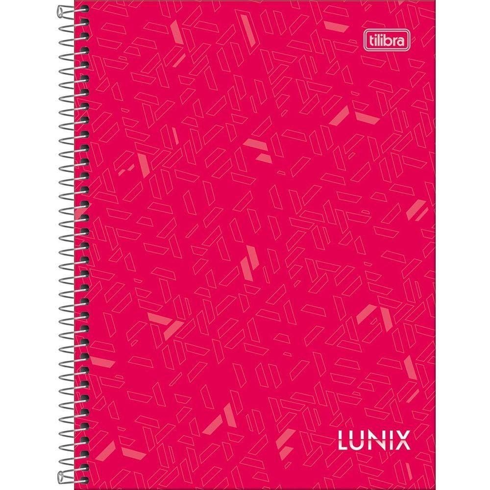 Caderno Colegial Lunix Tilibra Capa Dura Espiral - 10 Matérias 160 Folhas Rosa Escuro