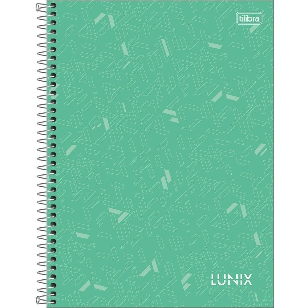 Caderno Universitário Lunix Tilibra Capa Dura Espiral - 10 Matéria 160 Folhas Verde