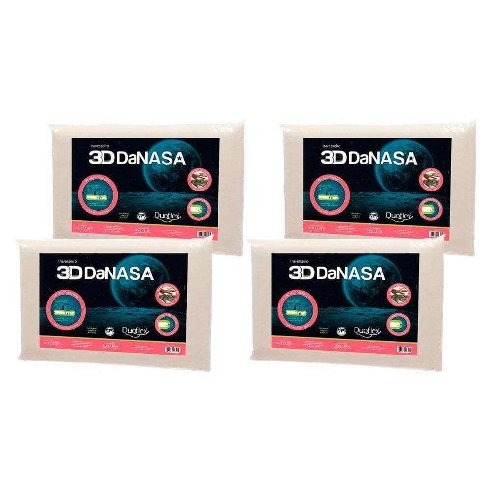 Travesseiro Viscoelástico 3d Danasa Dt3240 Kit C/ 4 Un (45x65) - Duo