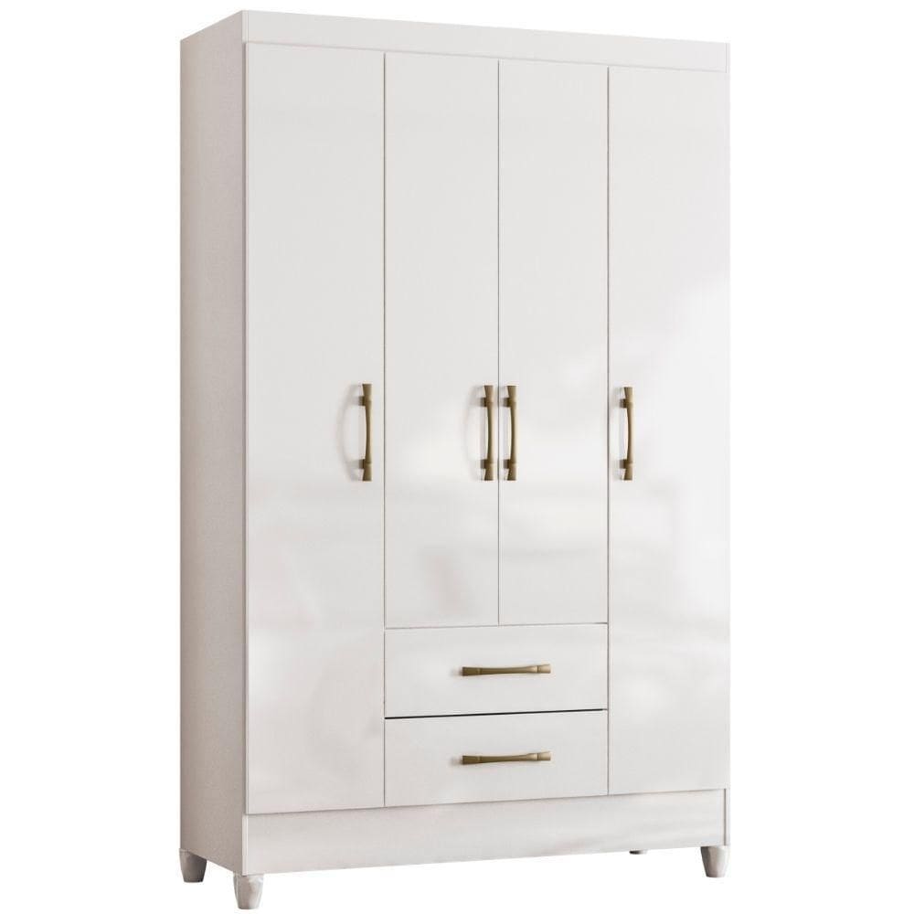 Guarda Roupa Solteiro Paraty 4 Portas Branco Moval