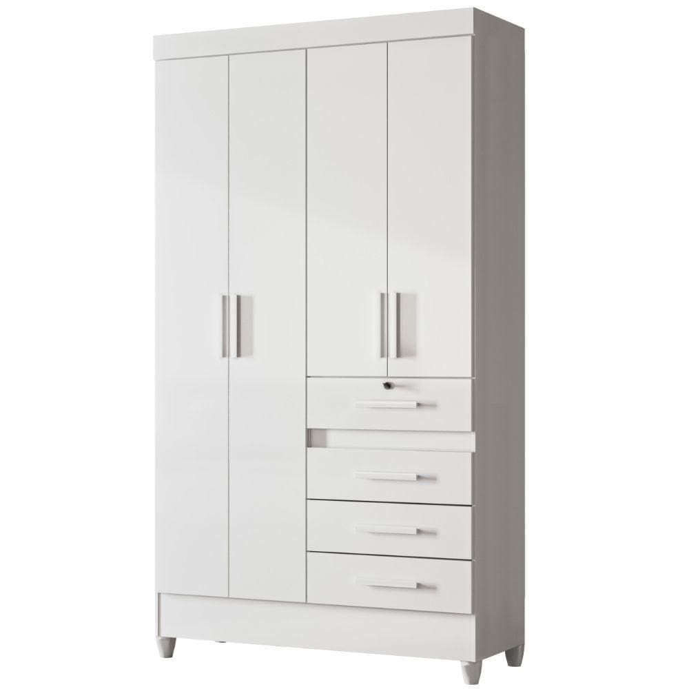Guarda Roupa Solteiro Sobral 4 Portas Branco Moval
