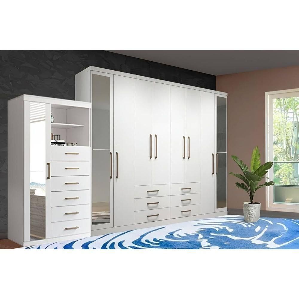 Guarda Roupa 2 Peças (1guardaroupa+1cômoda) Qc128 Branco - Santos Andirá