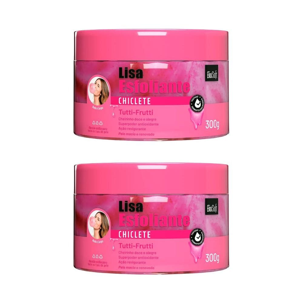 Creme Esfoliante Soft hair 300g Biosoft Chiclete -Kit C/ 2un