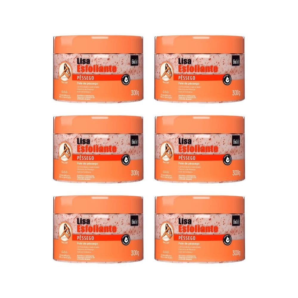 Creme Esfoliante Soft hair 300g Biosoft Pessego - Kit C/6un