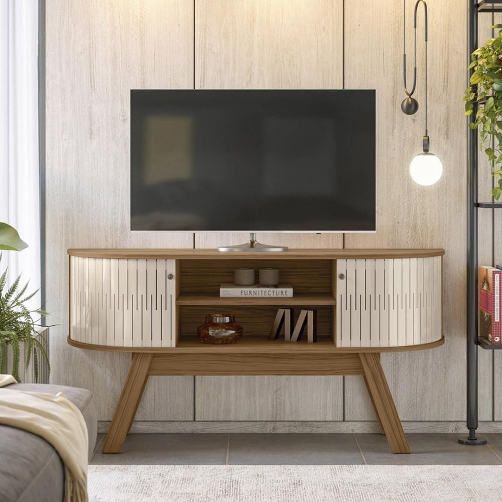 Rack Bancada 2 Portas Para Tv De 55 Polegadas Atlanta Naturale Off White