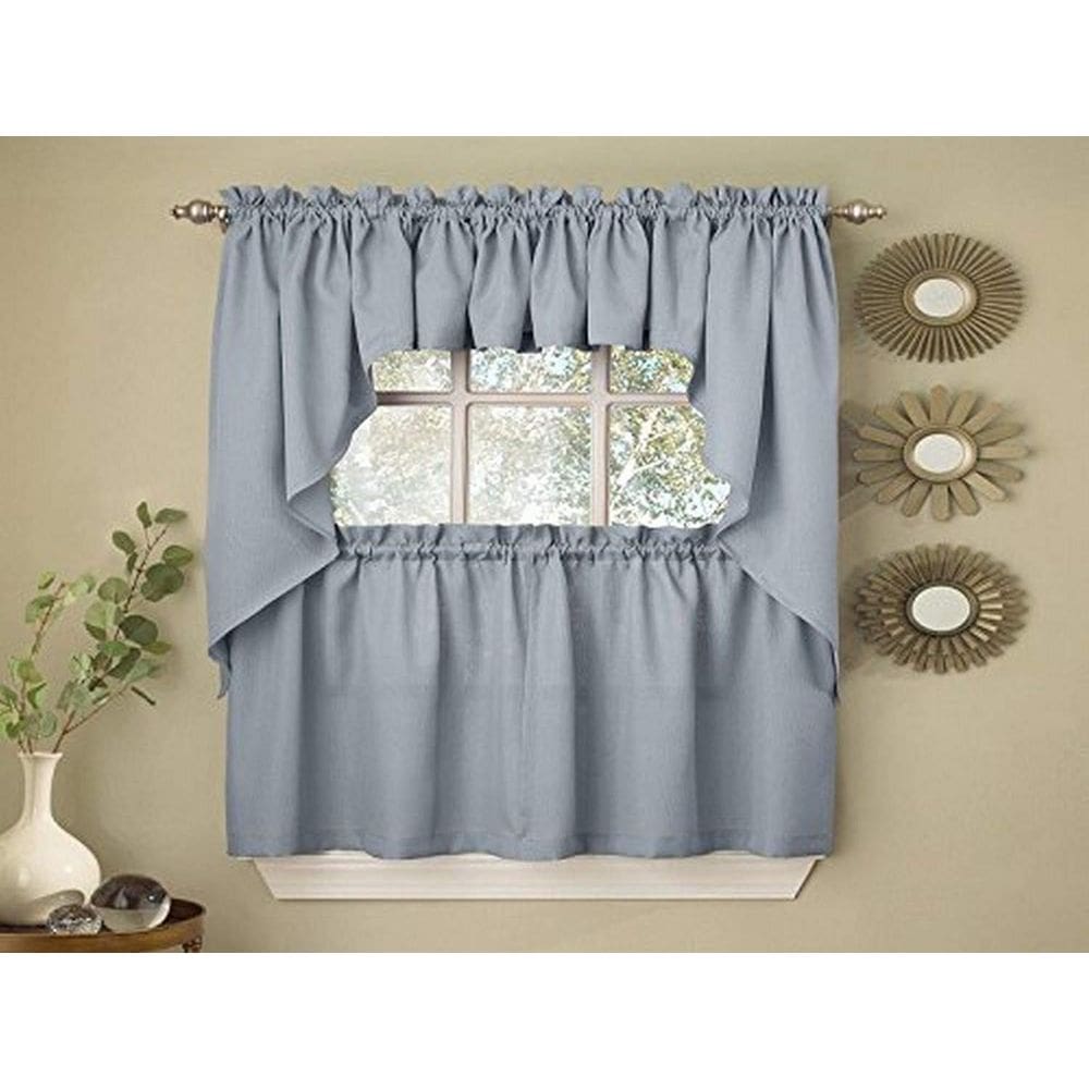 Cortinas de cozinha Sweet Home Collection Opaque Rib Cord Blue