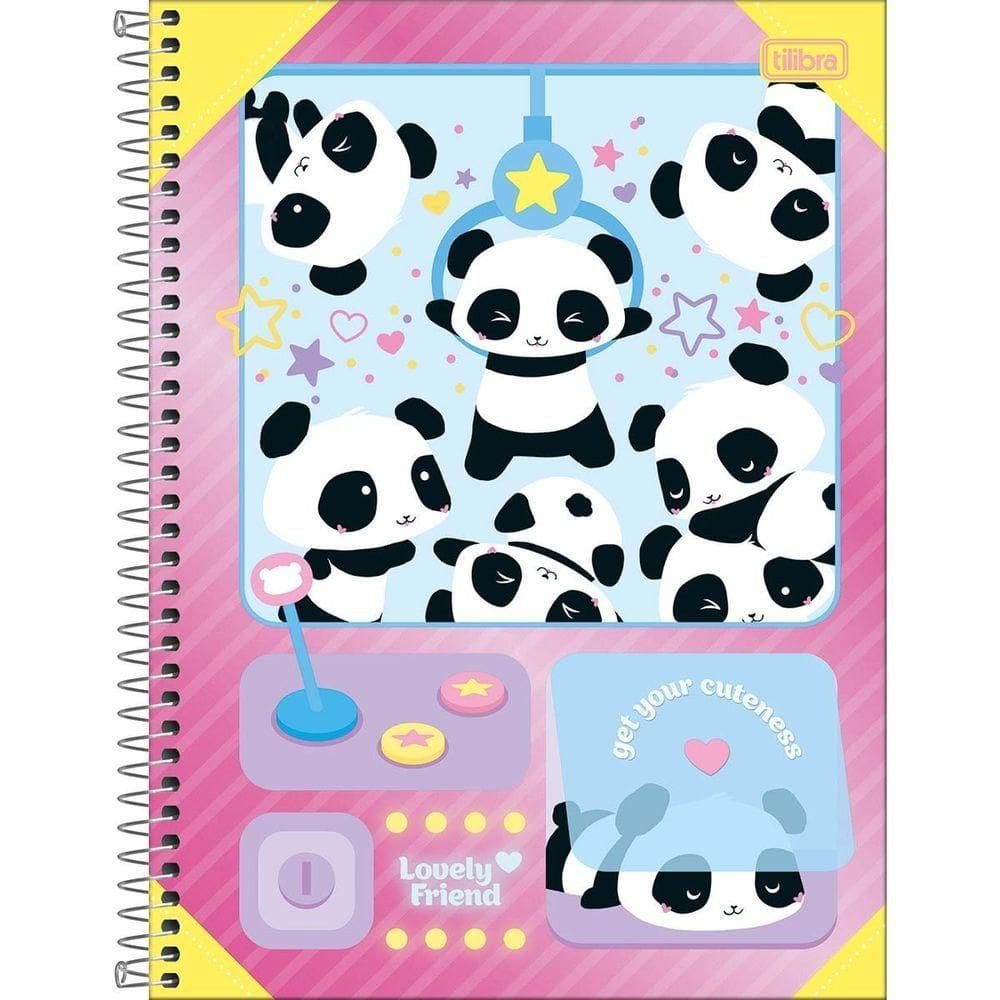 Caderno Universitário Lovely Friend Tilibra Capa Dura Espiral - 1 Matéria 80 Folhas Get Your Cuteness