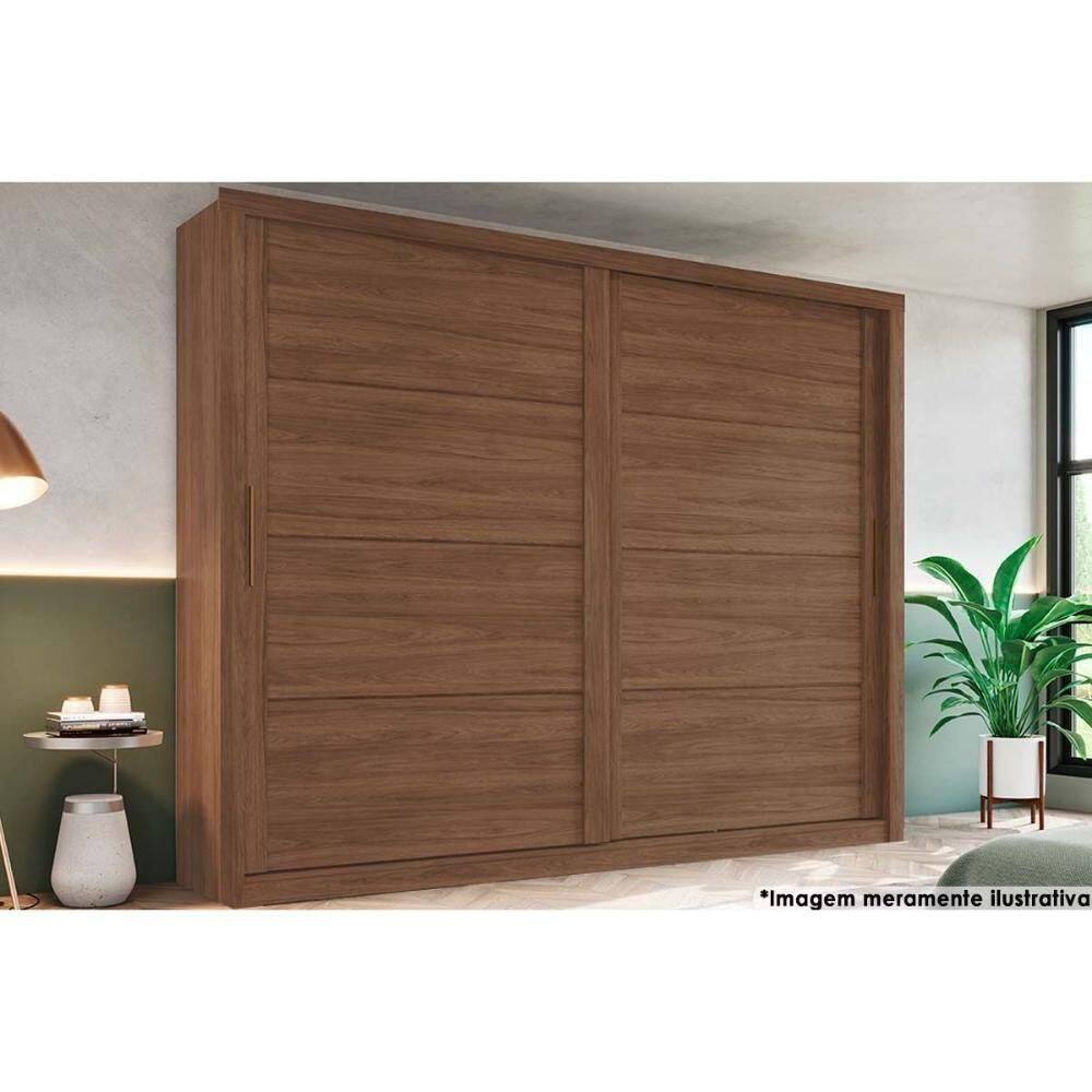 Guarda Roupa 2 Portas De Correr E 4 Gavetas Palace Castanho - Henn