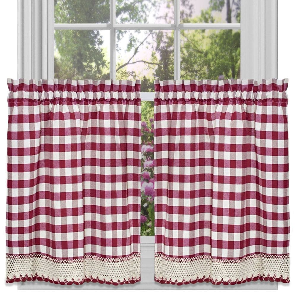 Painel de cortina Sweet Home Collection Buffalo Check 36 cm Burgundy