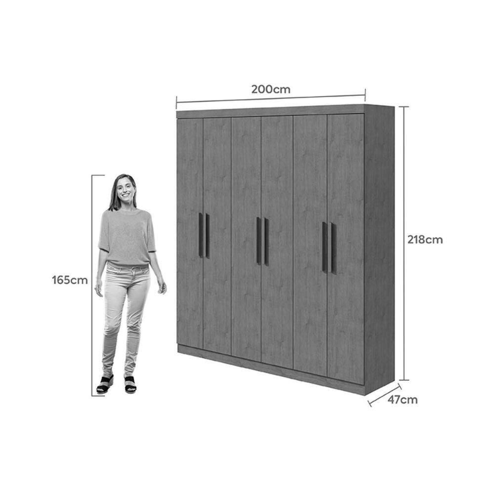 Guarda Roupa 6 Portas E 3 Gavetas Jazz Amêndoa-off | Extra
