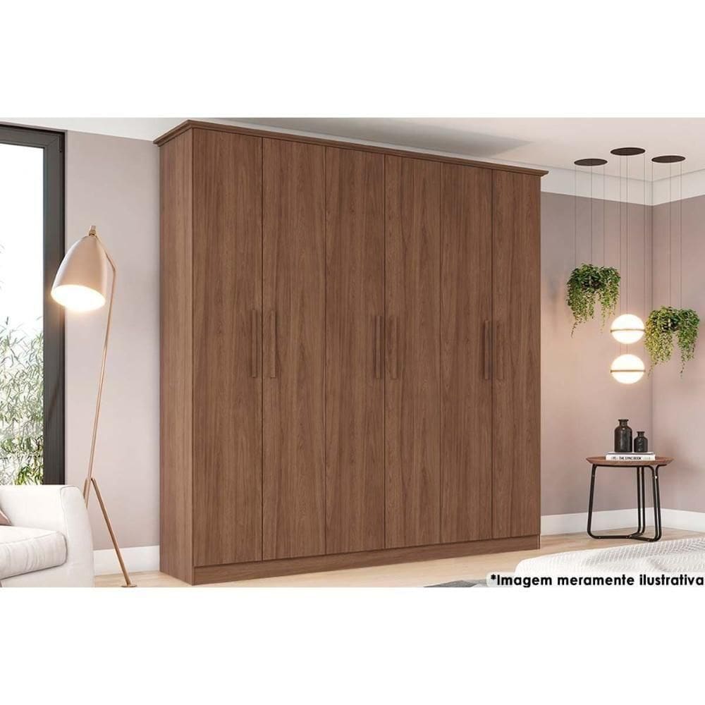 Guarda Roupa 6 Portas E 3 Gavetas Cover Castanho - Henn