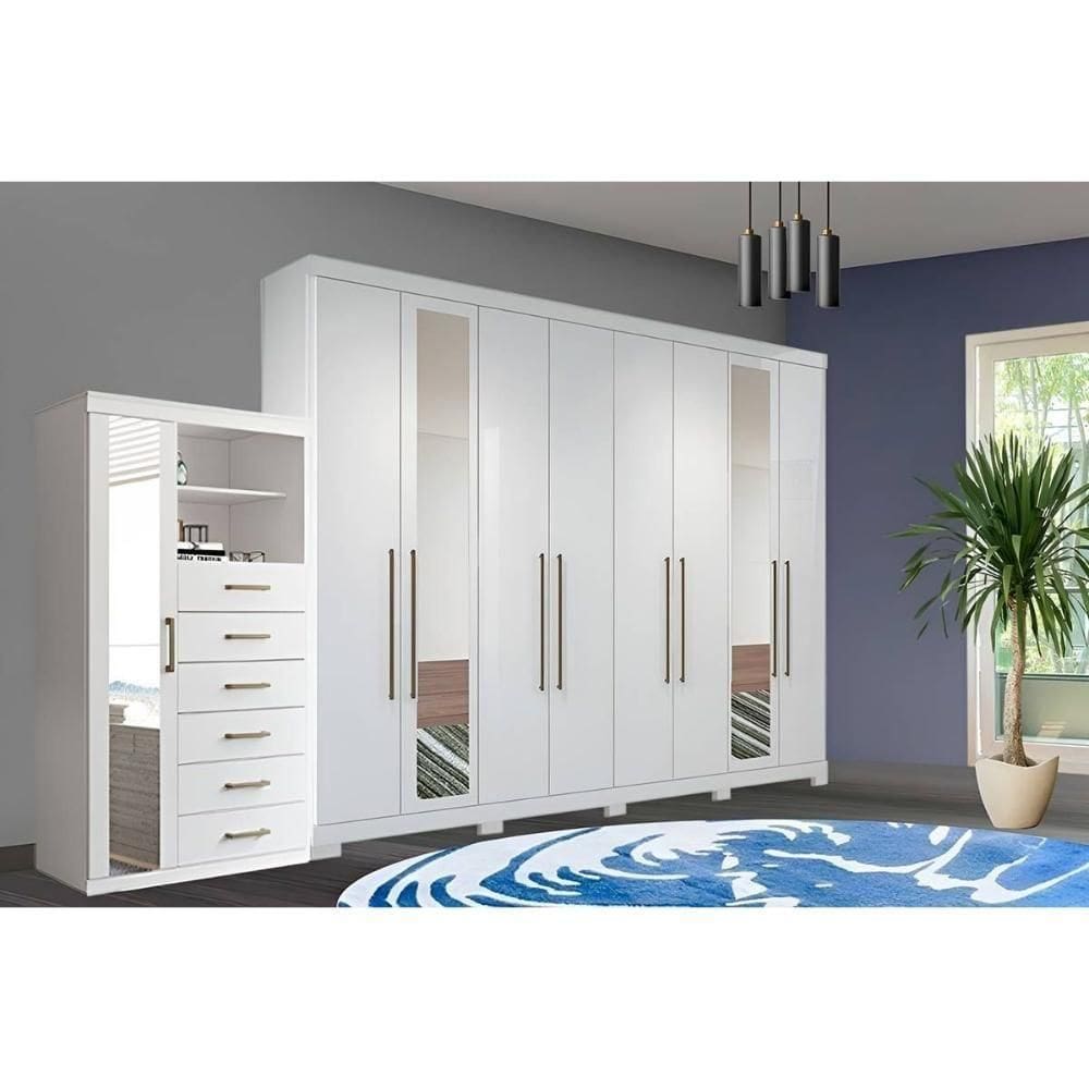 Guarda Roupa 2 Peças (1guardaroupa+1cômoda) Qc133 Branco - Santos Andirá