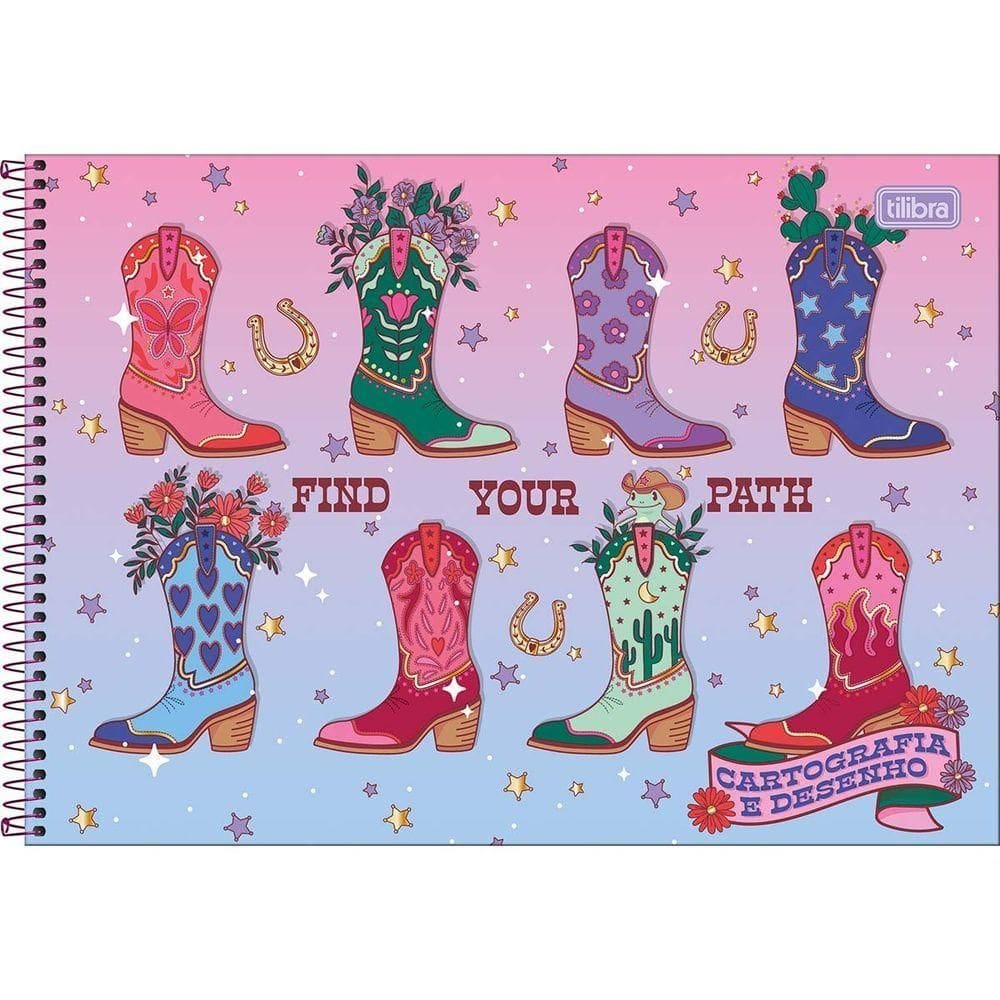 Caderno De Desenho West Girl Tilibra - 80 Folhas Roxo