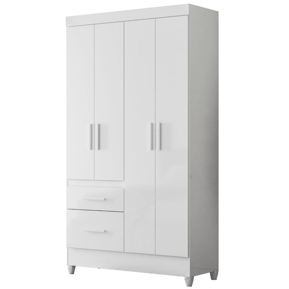 Guarda Roupa Solteiro Madri 4 Portas Branco  Moval