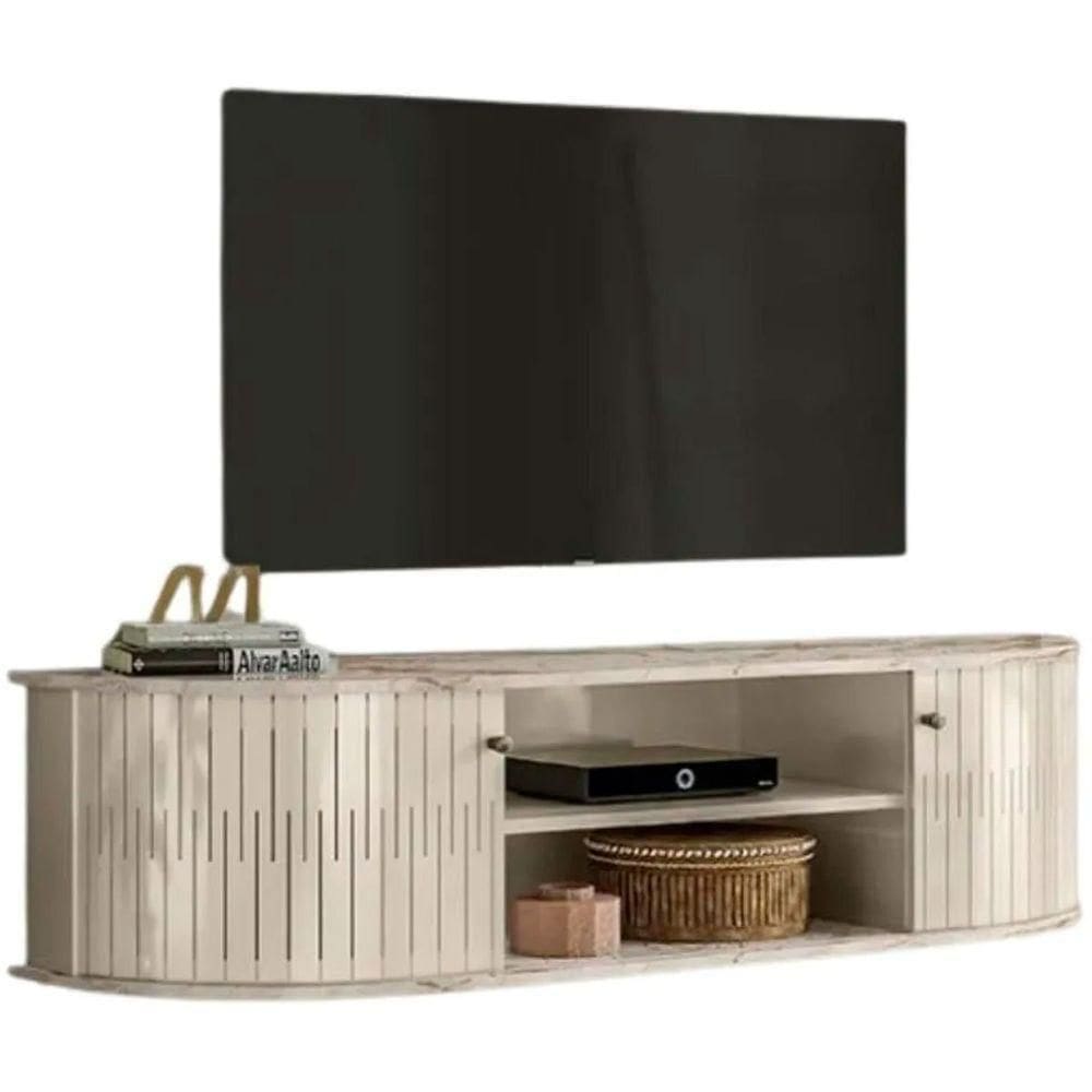 Rack Suspenso 2 Portas Moderno Para Tv De 60 Polegadas Calacata/off White