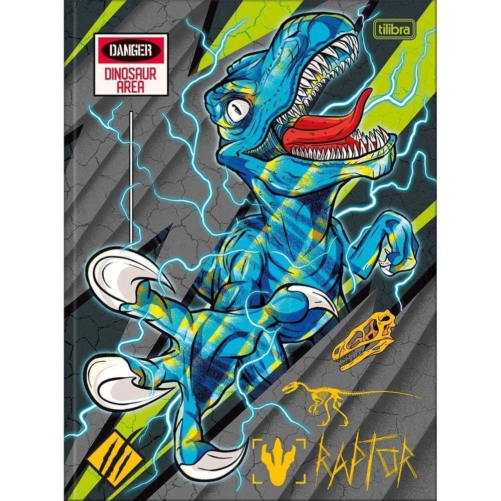 Caderno Universitário Raptor Tilibra Capa Dura Brochura - 48 Folhas Danger Raptor