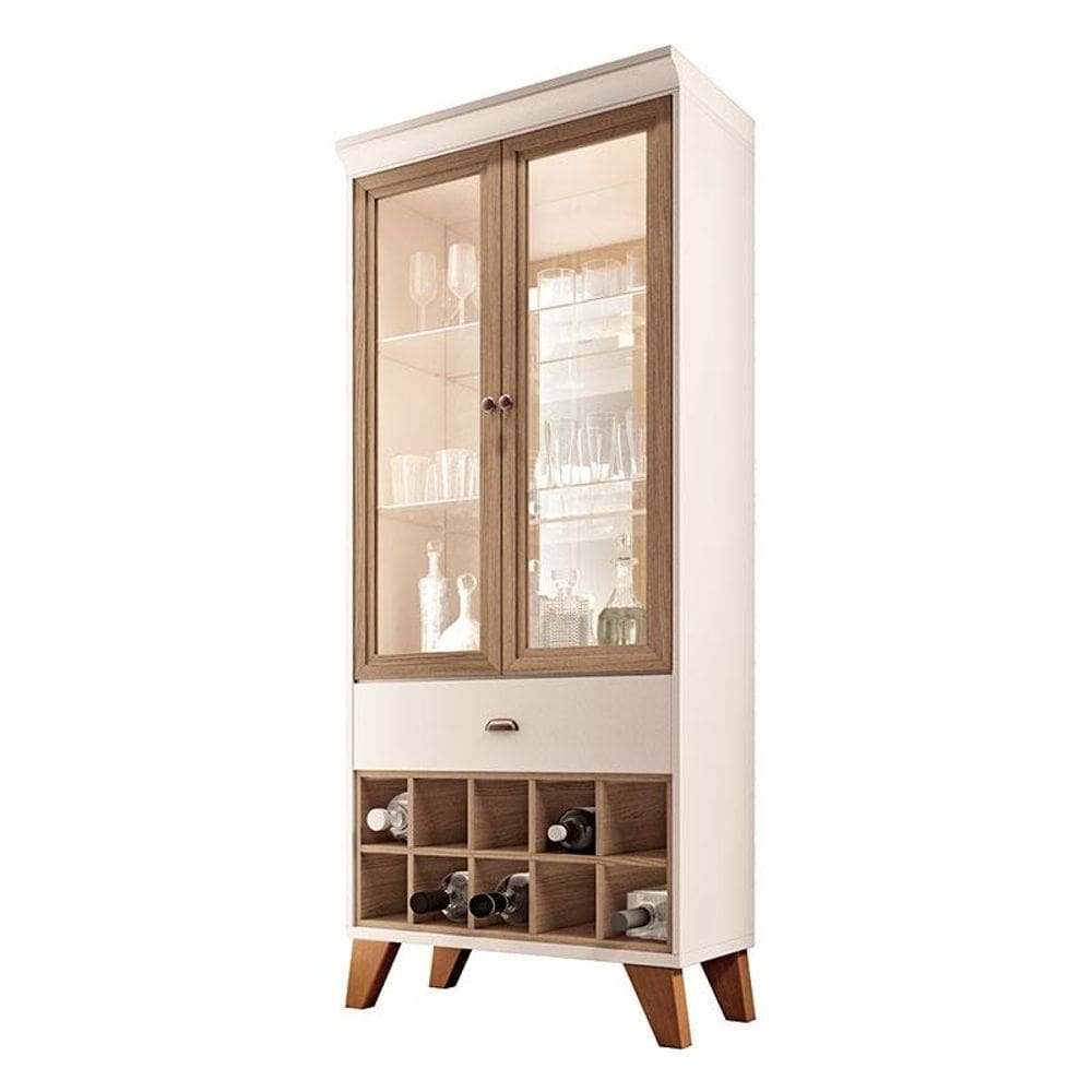 Cristaleira Ópera Off White Castanho - HB Móveis