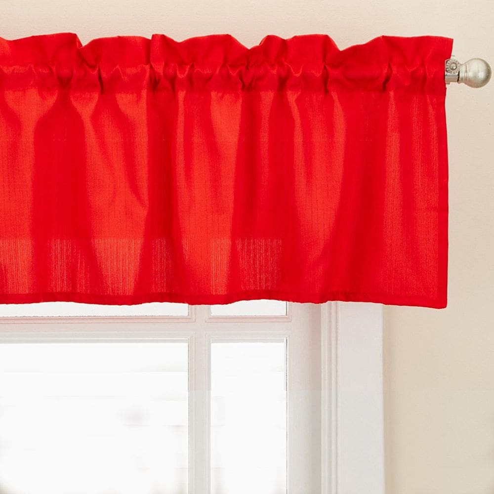 Cortina Sweet Home Collection Ribcord Red para janela de cozinha