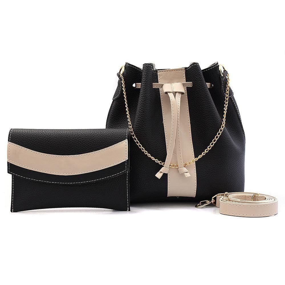 Kit Bolsa Saco Com Porta Óculos Transversal Couro Preto