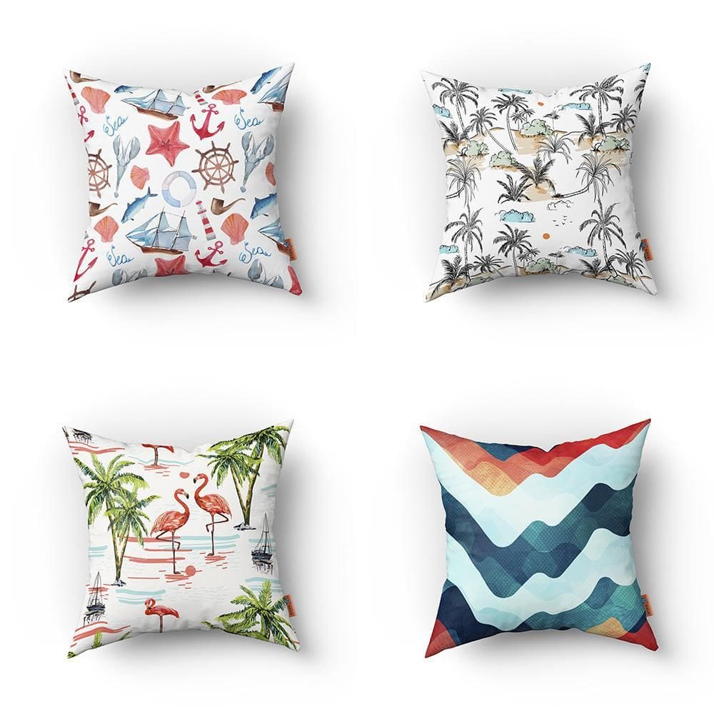 Kit 4 Capas De Almofadas Estampadas - 45X45Cm Nav:4180