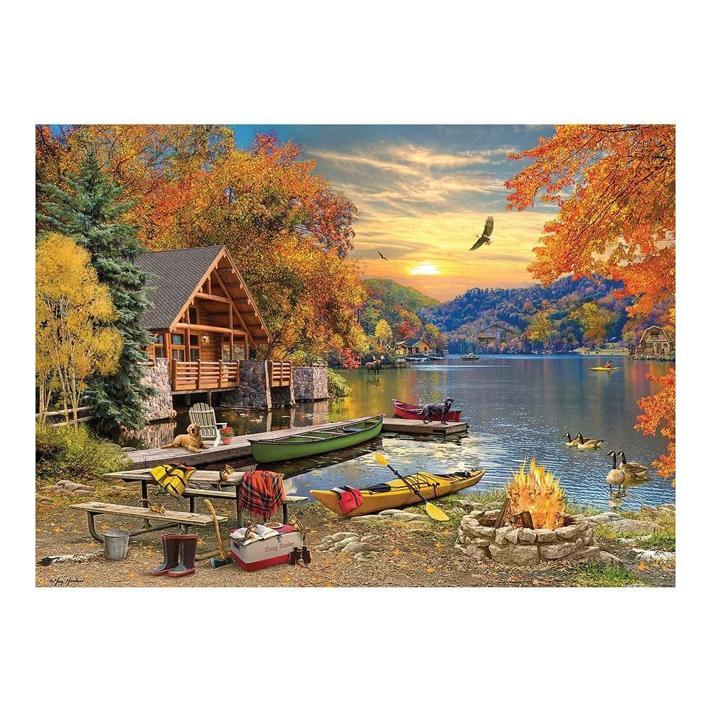 Quebra-cabeça Cobble Hill Lakeside Retreat 1000 peças com pôster