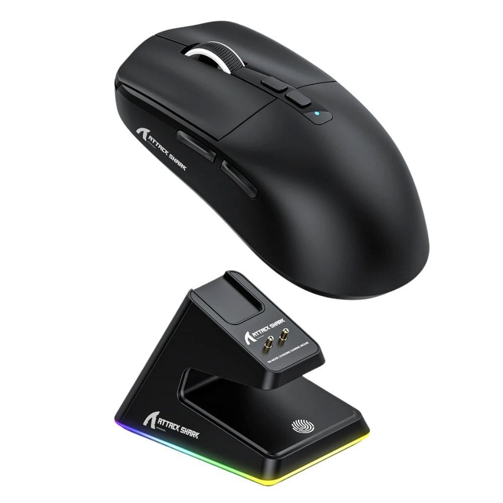 Mouse Gamer Attack Shark X6 26K DPI RGB + Dock Preto