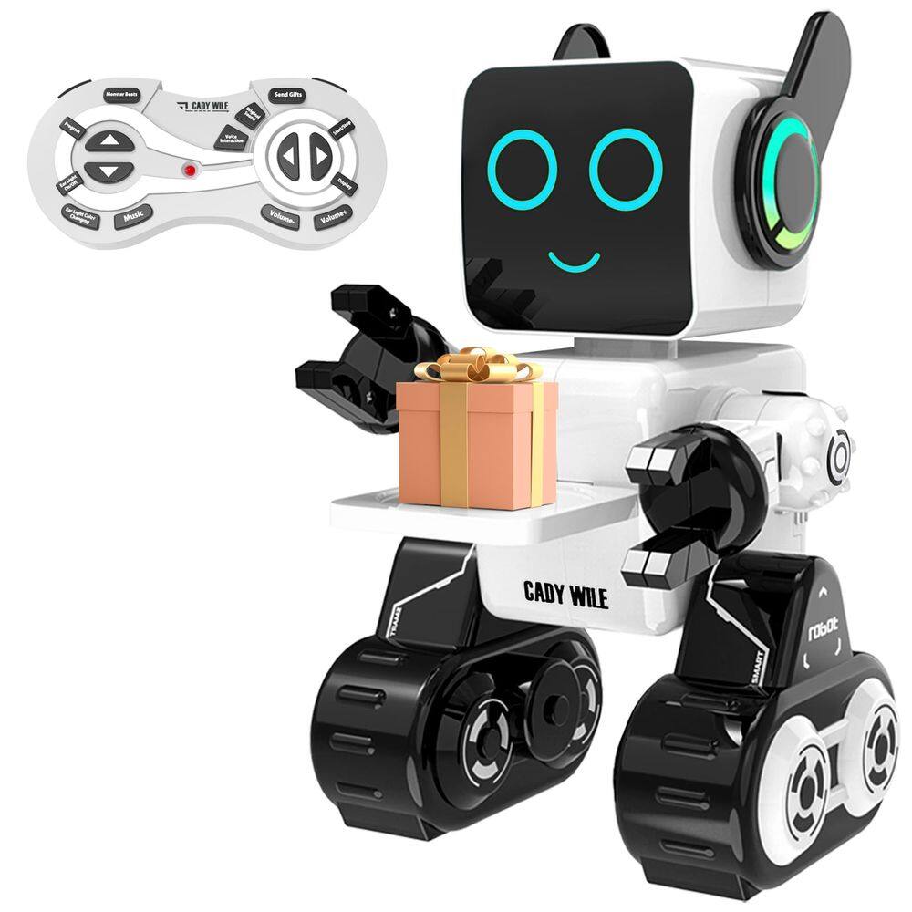 Brinquedo de robô RC HBUDS CADY WILE recarregável com banco de moedas branco