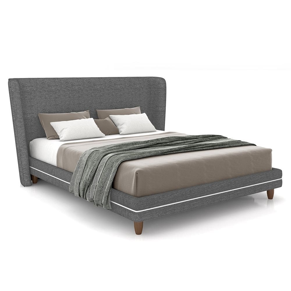 Cama Casal 140cm Com Cabeceira Many P02 Linho Cinza - Mpozenato