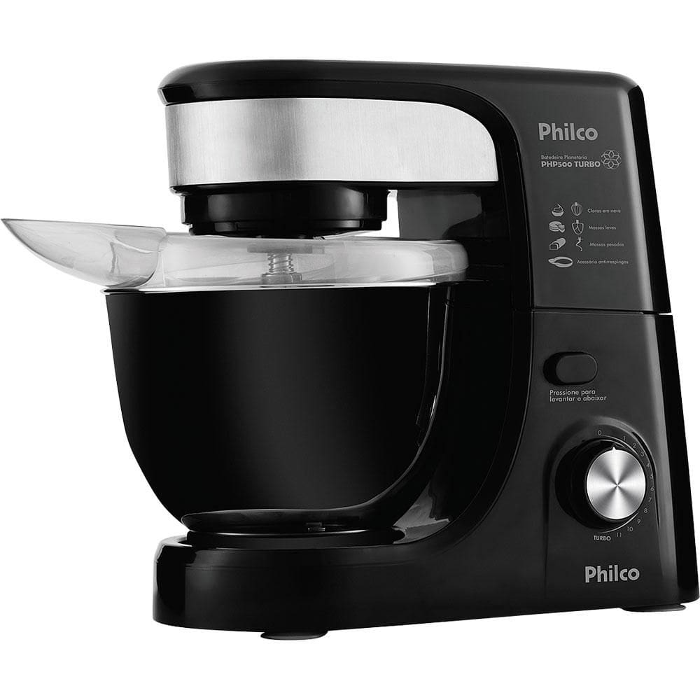 Batedeira Planetária Philco Turbo PHP500 com 12 Velocidades Preta 220V