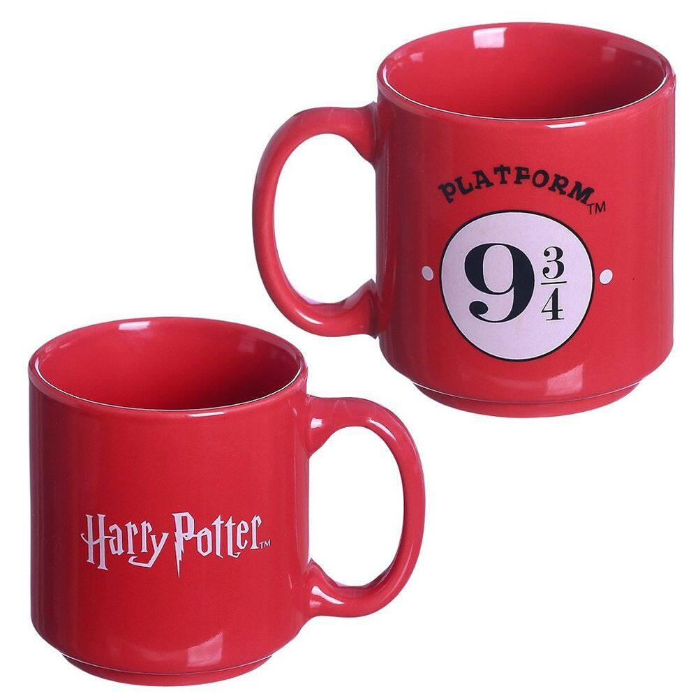 Mini Caneca Harry Potter Plataforma 9 3/4 Empilhável Porcelana Vermelha 100ML Oficial WB
