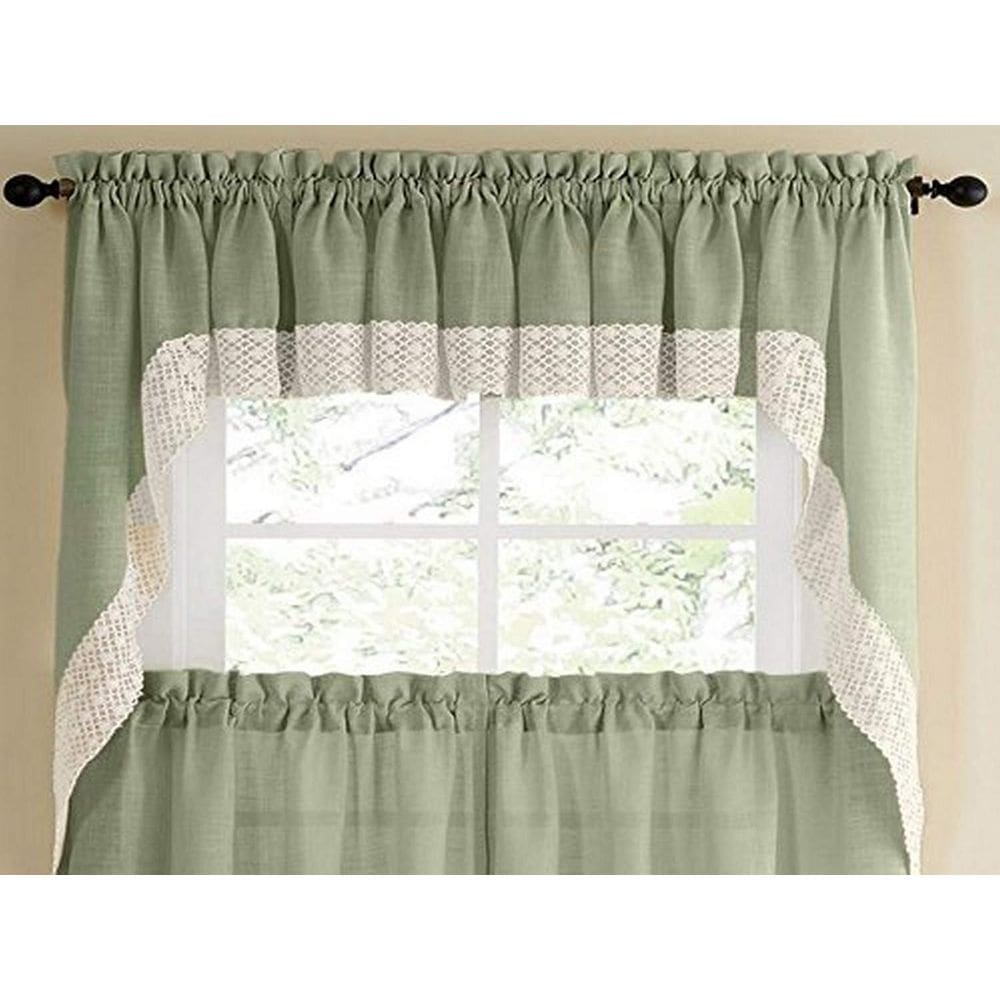 Par de cortinas de cozinha Sweet Home Collection Salem Sage