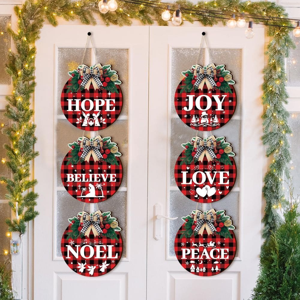 Guirlandas de Natal OumuaMua 11 Buffalo Plaid com presépio